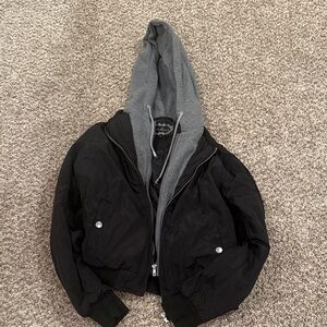 Ambiance Black and Gray Hooded Jacket size small